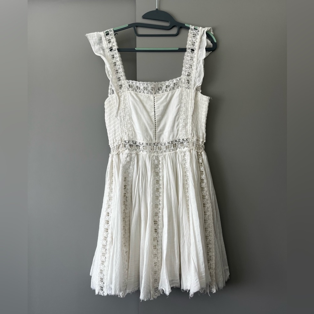 Free People White Lace Mini Dress